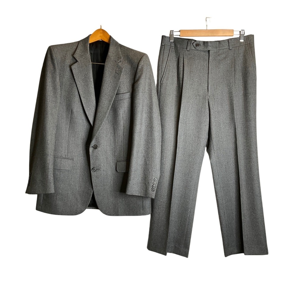 Vintage Burberrys' Wool Suit 2pc Dick Bruhn Designer Window Pane Luxury34R 32x28